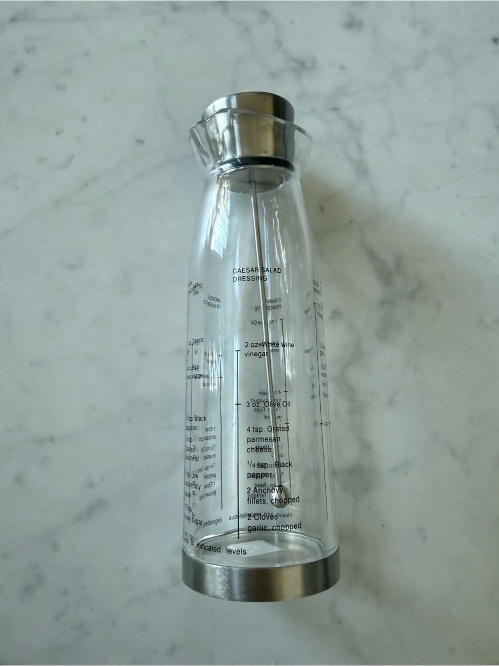 Crate & Barrel Salad Dressing Recipe Bottle with Stirrer